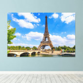 Parijs, Eiffeltoren en de Seine, Frankrijk. Canvas Afdruk (Insitu (Houten vloer))
