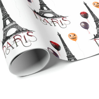 Parijs, Eiffeltoren en Halloweenballonnen Gotisch Cadeaupapier