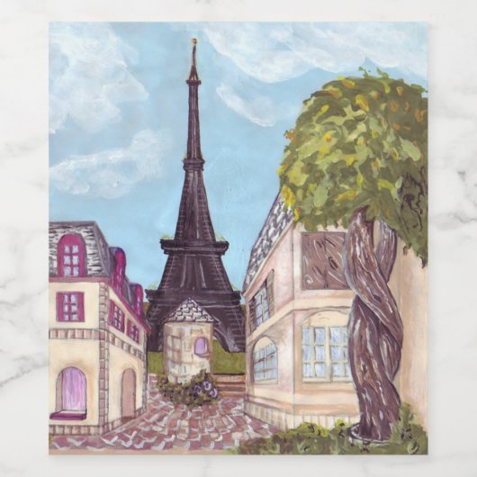 Parijs Eiffeltoren geïnspireerd landschap wijn lab Wijn Etiket (Enkel label)