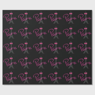 PARIJS Eiffeltoren met roze strik Cadeaupapier