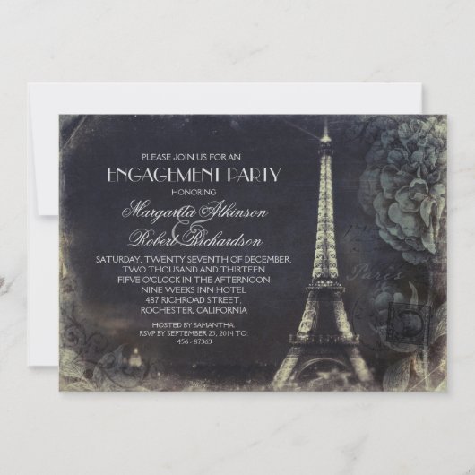 Parijs Eiffeltoren  verlovingsfeest Kaart (Voorkant)