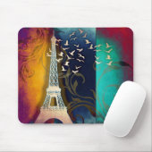 Parijs Eiffeltoren vogel wervelende kunst mousepad Muismat (Met muis)