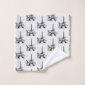 Parijs Eiffeltoren Zwart Wit Elegant Bloeien Bad Handdoek (Wasdoekje)