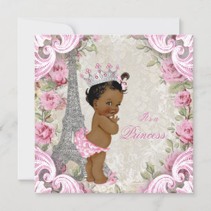  Parijs Etnische Prinses Floral Baby shower Kaart