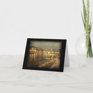 Parijs, France along the Seine nighttime Bedankkaart