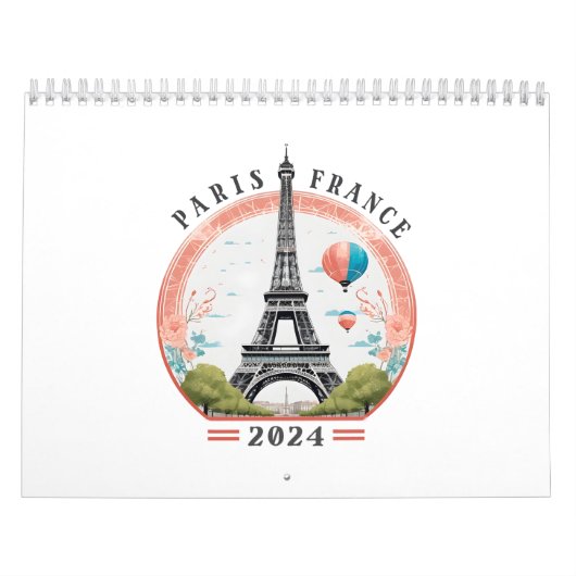 Parijs Frankrijk 2024 Kalenders, Parijs Frankrijk Kalender (Hoes)