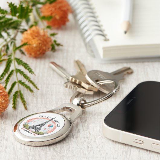 Parijs Frankrijk 2024 Sleutelhangers, Eiffeltoren Sleutelhanger (Zijkant)