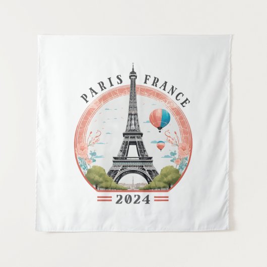 Parijs Frankrijk 2024 Tapestrys, Eiffeltoren Wandkleed (Voorkant)