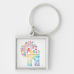 Parijs Frankrijk Arc de Triomphe Neon Design Sleutelhanger