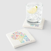 Parijs Frankrijk | Arc de Triomphe | Neon Design Stenen Onderzetter (Zijkant)