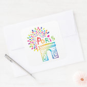 Parijs Frankrijk | Arc de Triomphe | Neon Design Vierkante Sticker (Envelop)