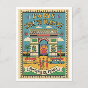 Parijs, Frankrijk – Arc de Triomphe Retro jaren 50 Briefkaart