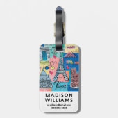 Parijs, Frankrijk Bagagelabel (Achterkant verticaal)