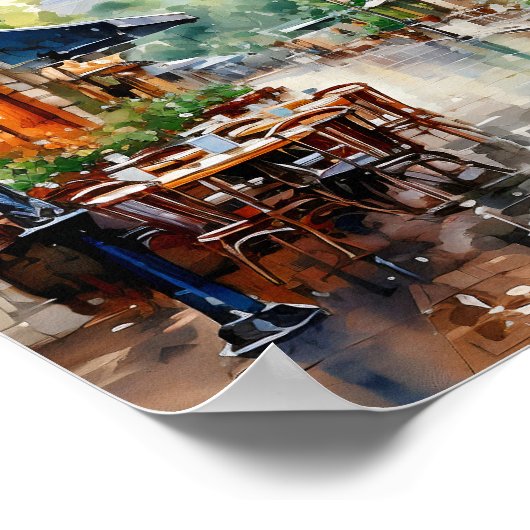 Parijs Frankrijk Boheemse stijl Waterverf schilder Poster (Hoek)