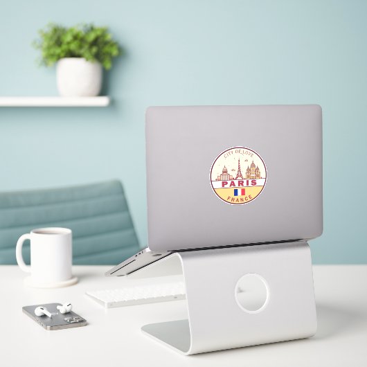 Parijs Frankrijk City Skyline Embleem Sticker (Laptop op bureau)