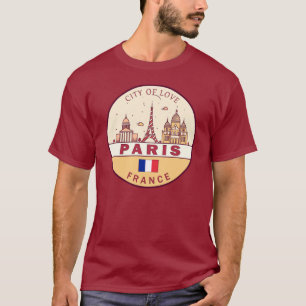 Parijs Frankrijk City Skyline Embleem T-shirt