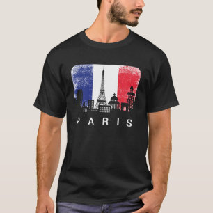 Parijs Frankrijk City Skyline Franse vlag Eiff T-shirt