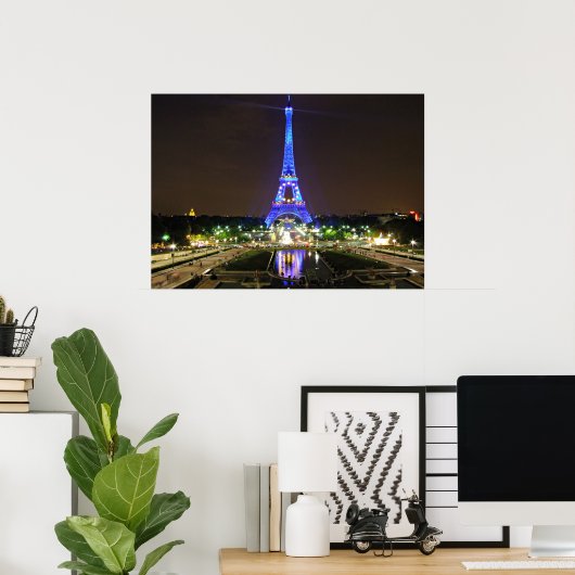Parijs, Frankrijk - Eiffel 's nachts Poster (Thuiskantoor)