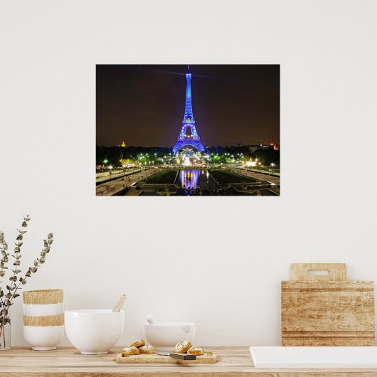 Parijs, Frankrijk - Eiffel 's nachts Poster (Keuken)