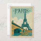 Parijs Frankrijk - Eiffel Tower Briefkaart (Voorkant / Achterkant)