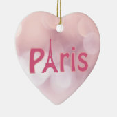 Parijs Frankrijk Eiffel Tower Pink Heart Kerstmis Keramisch Ornament (Rechts)
