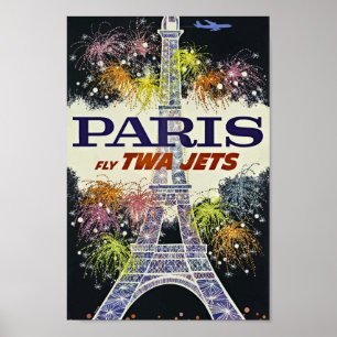 Parijs, Frankrijk Eiffeltoren, Airline,  Poster