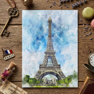 Parijs Frankrijk Eiffeltoren Aquarel Bedankkaart