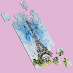 Parijs Frankrijk Eiffeltoren Aquarel Legpuzzel