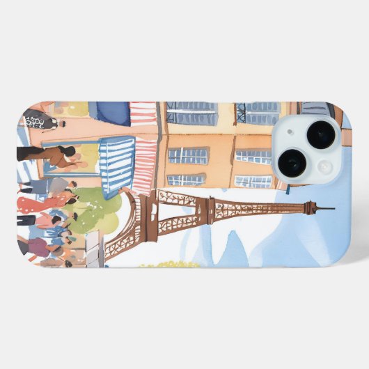 Parijs Frankrijk Eiffeltoren | Europese waterverf Case-Mate iPhone Case (Achterkant (horizontaal))