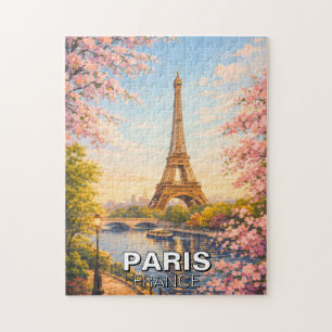 Parijs Frankrijk Eiffeltoren Kersenbloesem Puzzel
