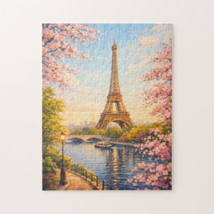 Parijs Frankrijk Eiffeltoren Kersenbloesem Puzzel