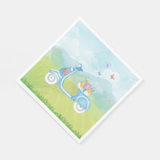 Parijs Frankrijk Eiffeltoren met scooter feestthem Servet (Hoek)