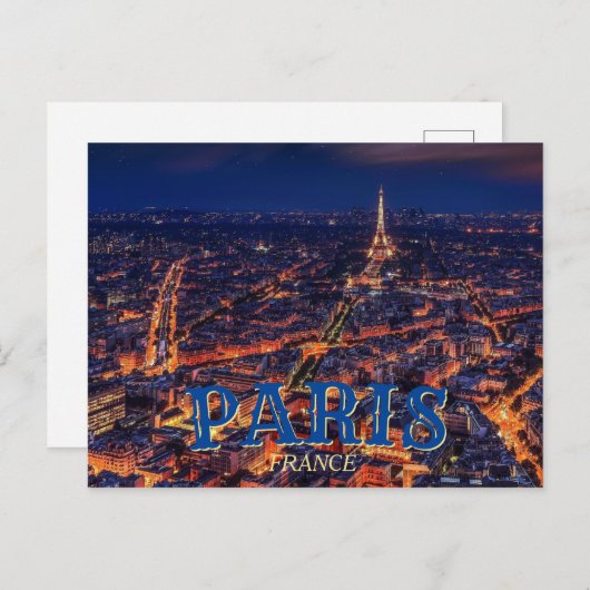 Parijs Frankrijk - Eiffeltoren Night Briefkaart (Voorkant / Achterkant)