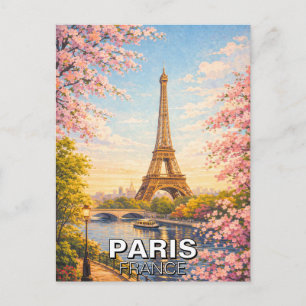 Parijs Frankrijk Eiffeltoren Oude Kersenbloesems Briefkaart