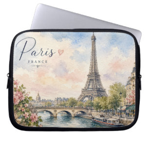 Parijs Frankrijk Eiffeltoren rivier Seine Laptop Sleeve