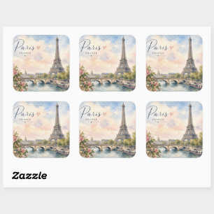 Parijs Frankrijk Eiffeltoren rivier Seine Vierkante Sticker