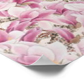 Parijs Frankrijk Eiffeltoren roze bloemen mos Poster (Hoek)