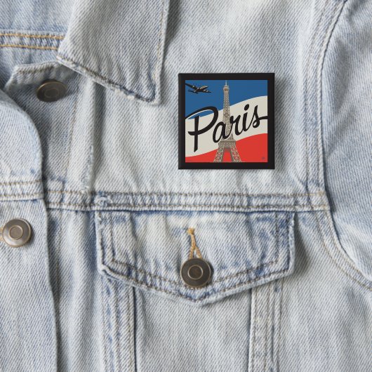 Parijs Frankrijk | Eiffeltoren Vierkante Button 5,1 Cm (In situ)