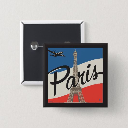 Parijs Frankrijk | Eiffeltoren Vierkante Button 5,1 Cm (Voorkant /achterkant)