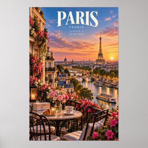 Parijs Frankrijk Eiffeltoren Zonsondergang Reispos Poster