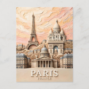 Parijs Frankrijk Europa Modern Pastel Textuur Reis Briefkaart