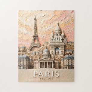 Parijs Frankrijk Europa Modern Pastel Textuur Reiz Legpuzzel
