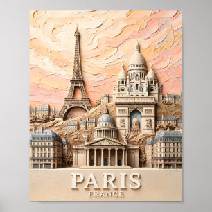 Parijs Frankrijk Europa Modern Pastel Textuur Reiz Poster