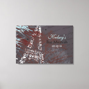 PARIJS FRANKRIJK FRANS Bar Bat Mitzvah Inlogbord Canvas Afdruk