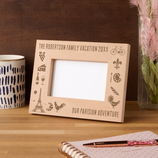 Parijs Frankrijk Gezinsvakantie Gepersonaliseerd 6 Gegraveerde Lijstjes (Links)