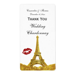 Parijs Frankrijk Golden Skyline Kiss #1 Wijnlabel Etiket