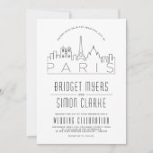 Parijs, Frankrijk Huwelijk | Gestileerde Skyline u Kaart (Voorkant)