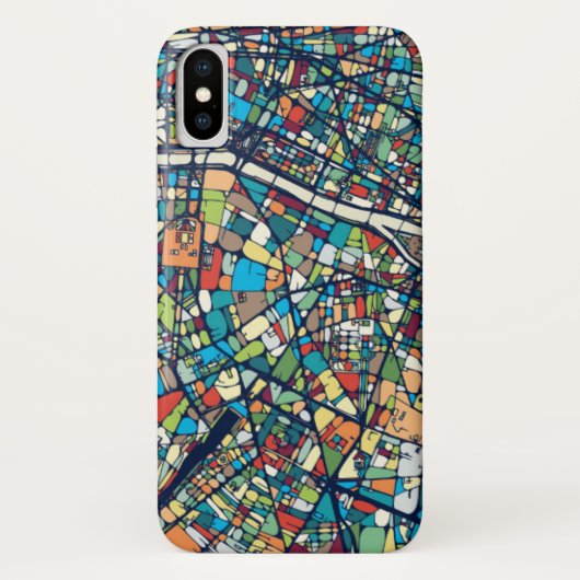 Parijs Frankrijk | Kleurrijke kaart Case-Mate iPhone Case (Achterkant)