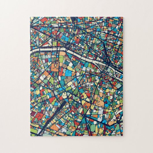Parijs Frankrijk | Kleurrijke kaart Legpuzzel (Verticaal)
