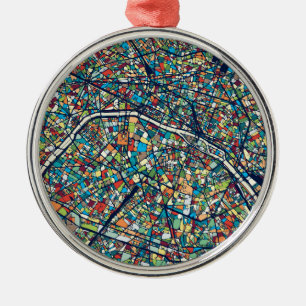 Parijs Frankrijk Kleurrijke kaart Metalen Ornament